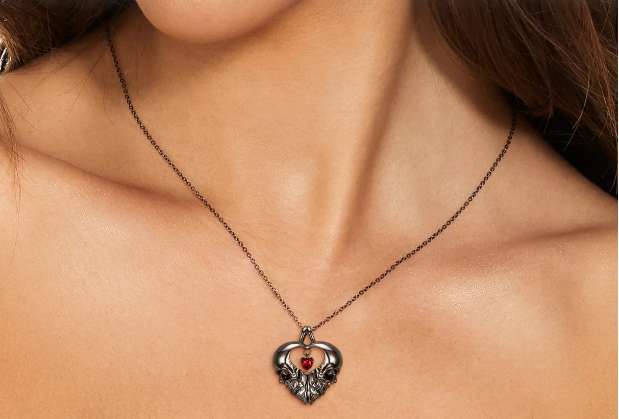 Eternal Love Skull Heart Necklace - Image 2