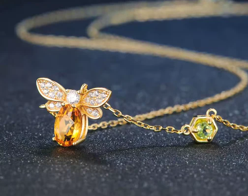 Golden Honeybee Pendant Necklace - Image 2