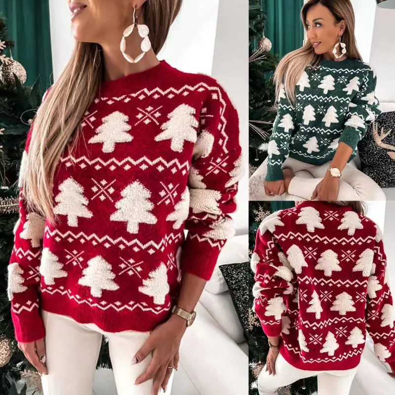 Handcrafted Tree Patter Christmas Sweater - Image 2