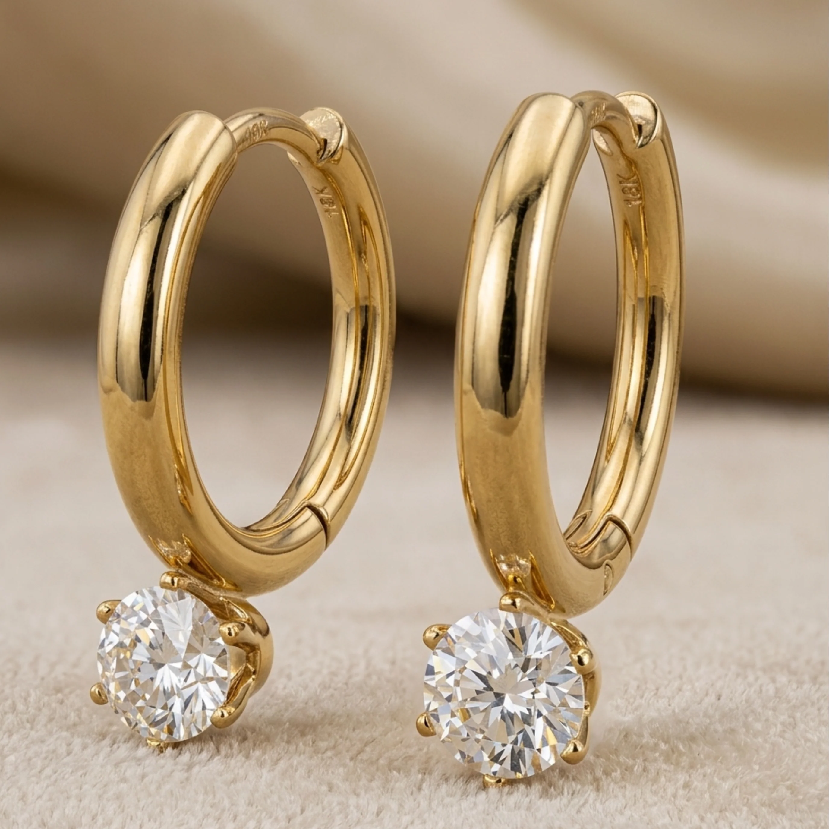 Hovira Glow Solitaire Hoop Earrings