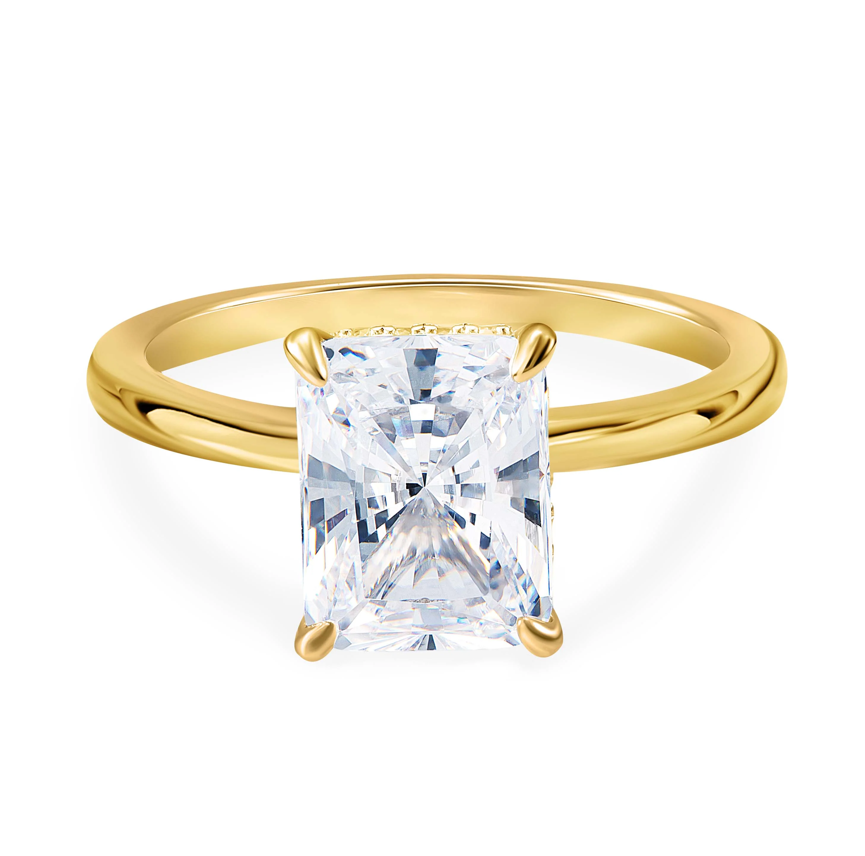 Lustrous Glow Moissanite Solitaire Gold Ring