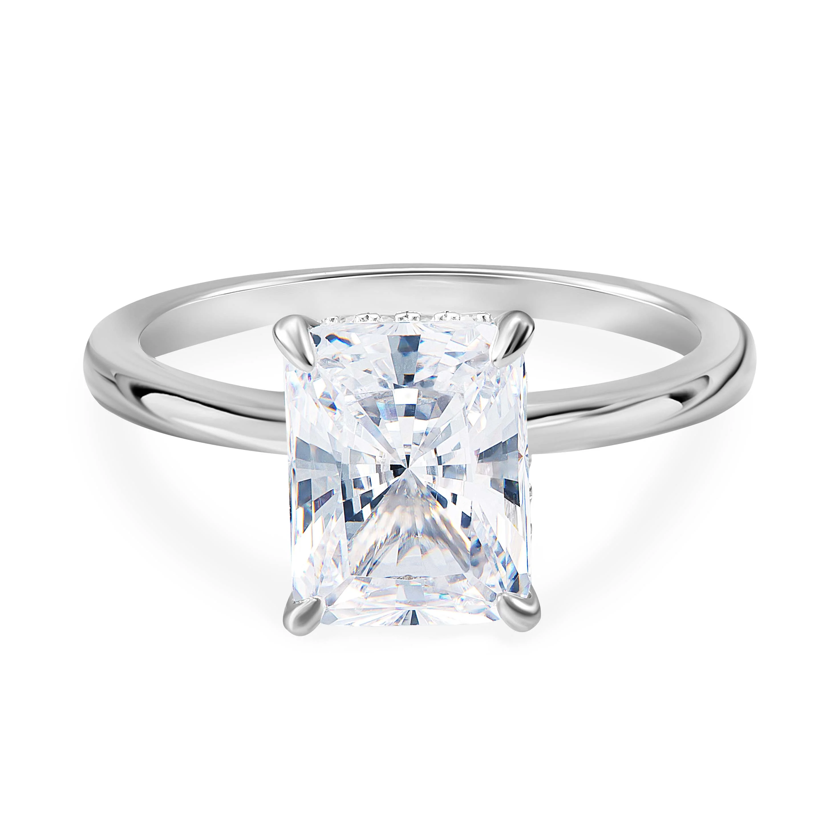 Lustrous Glow Moissanite Solitaire Sterling Silver Ring