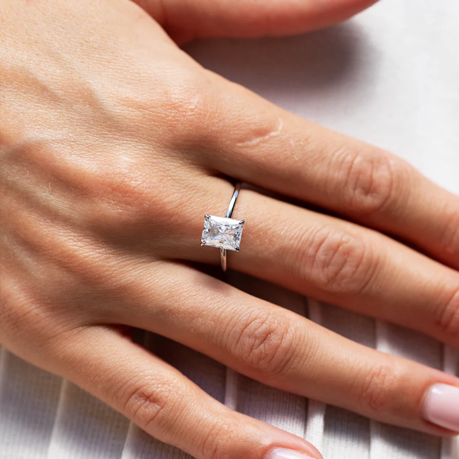 Lustrous Glow Moissanite Solitaire Sterling Silver Ring - Image 4