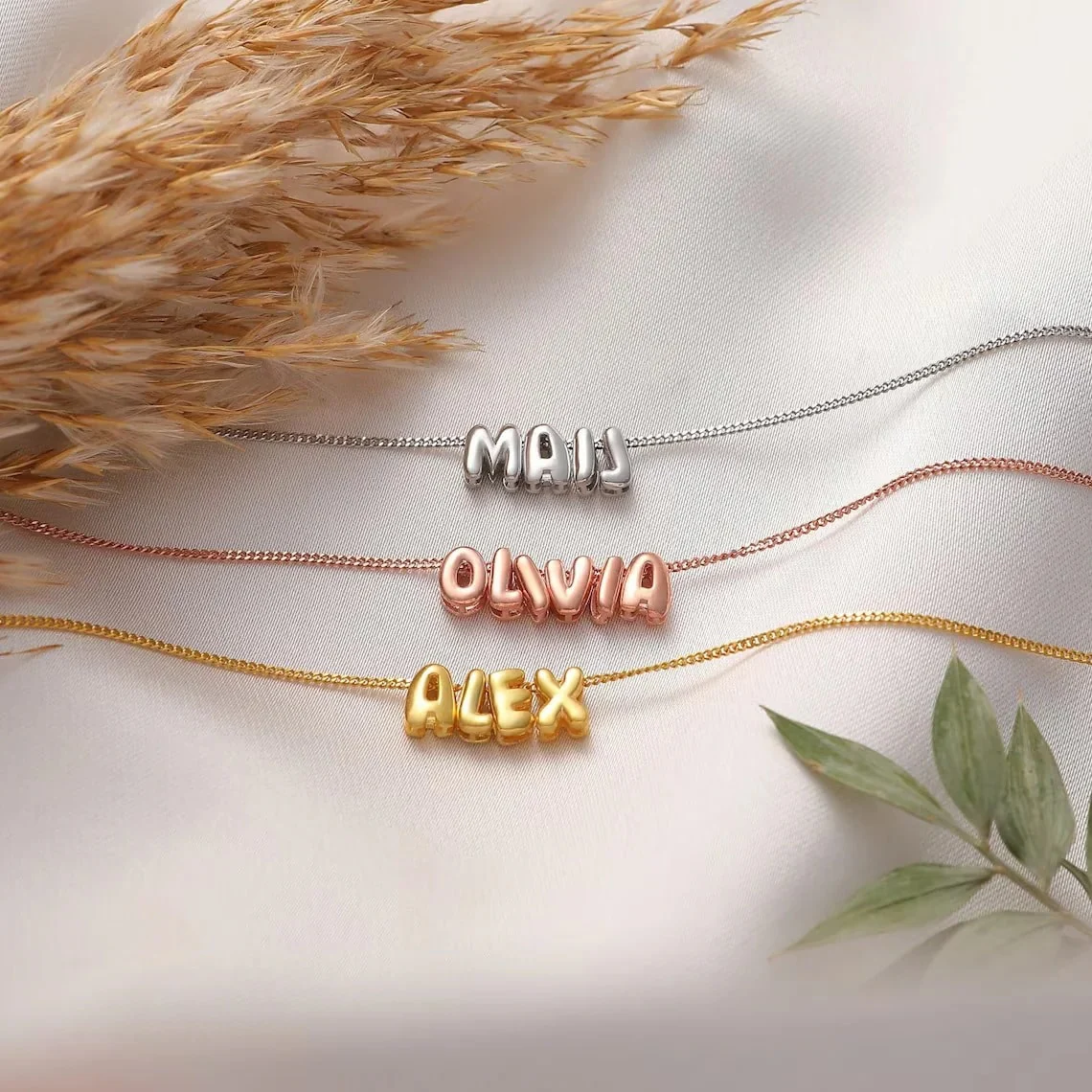 Personalised Olivia Bubble Name Necklace - Image 3