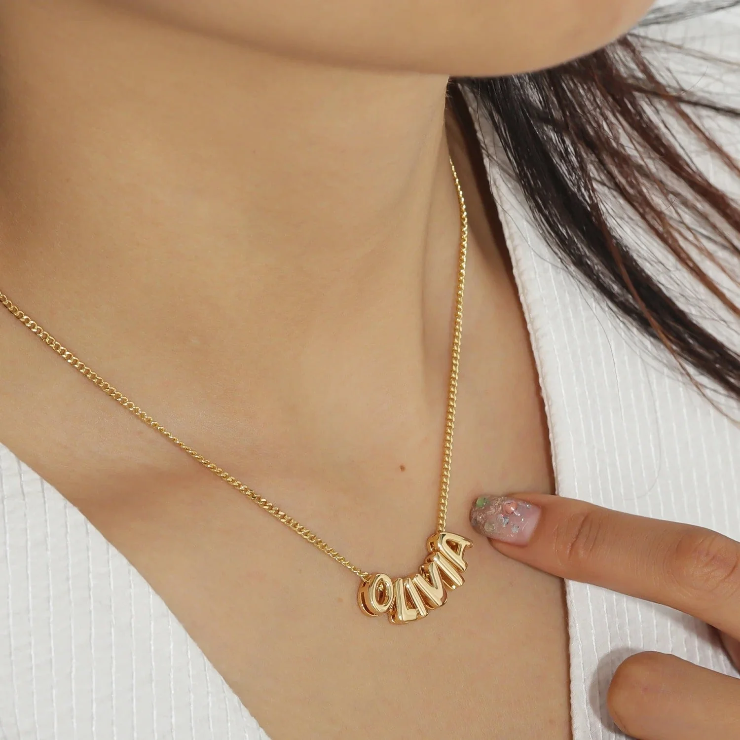 Personalised Olivia Bubble Name Necklace - Image 4