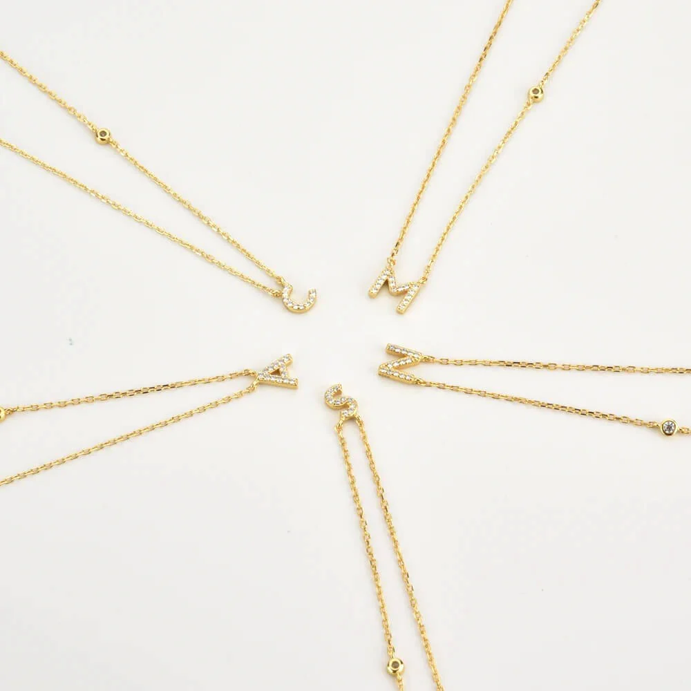 Lumia Zirconia Initial Necklace - Image 3
