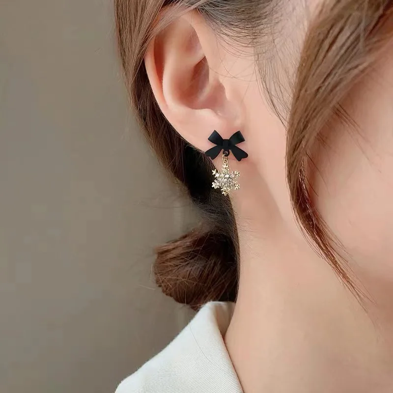 Snowflake Earrings with Bow - Image 3