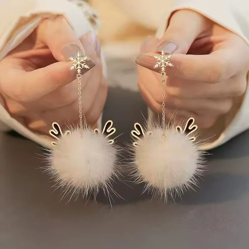 Snowflake Elk Holiday Charm Earrings - Image 2