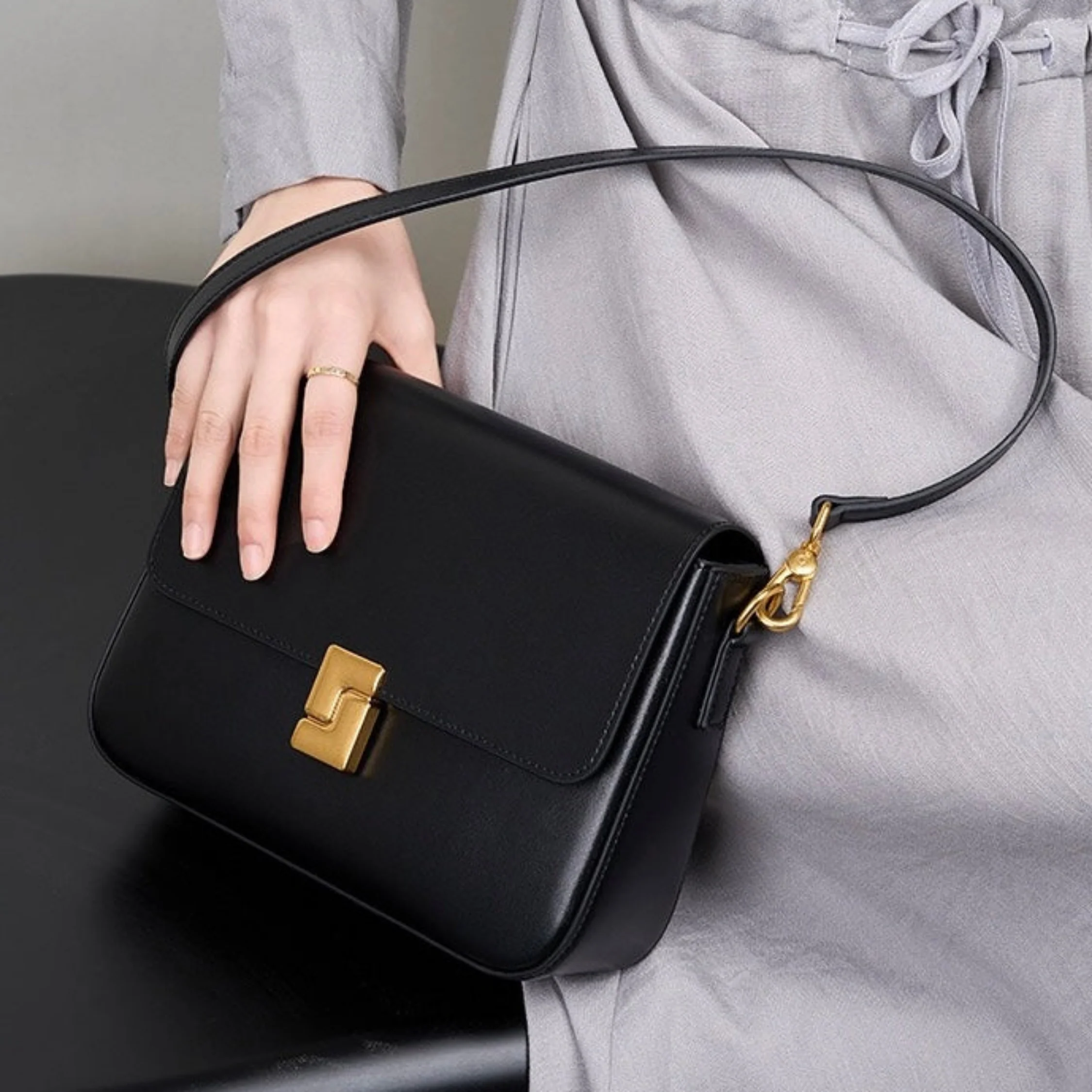 Violethé Genuine Leather Shoulder Box Bag - Image 6