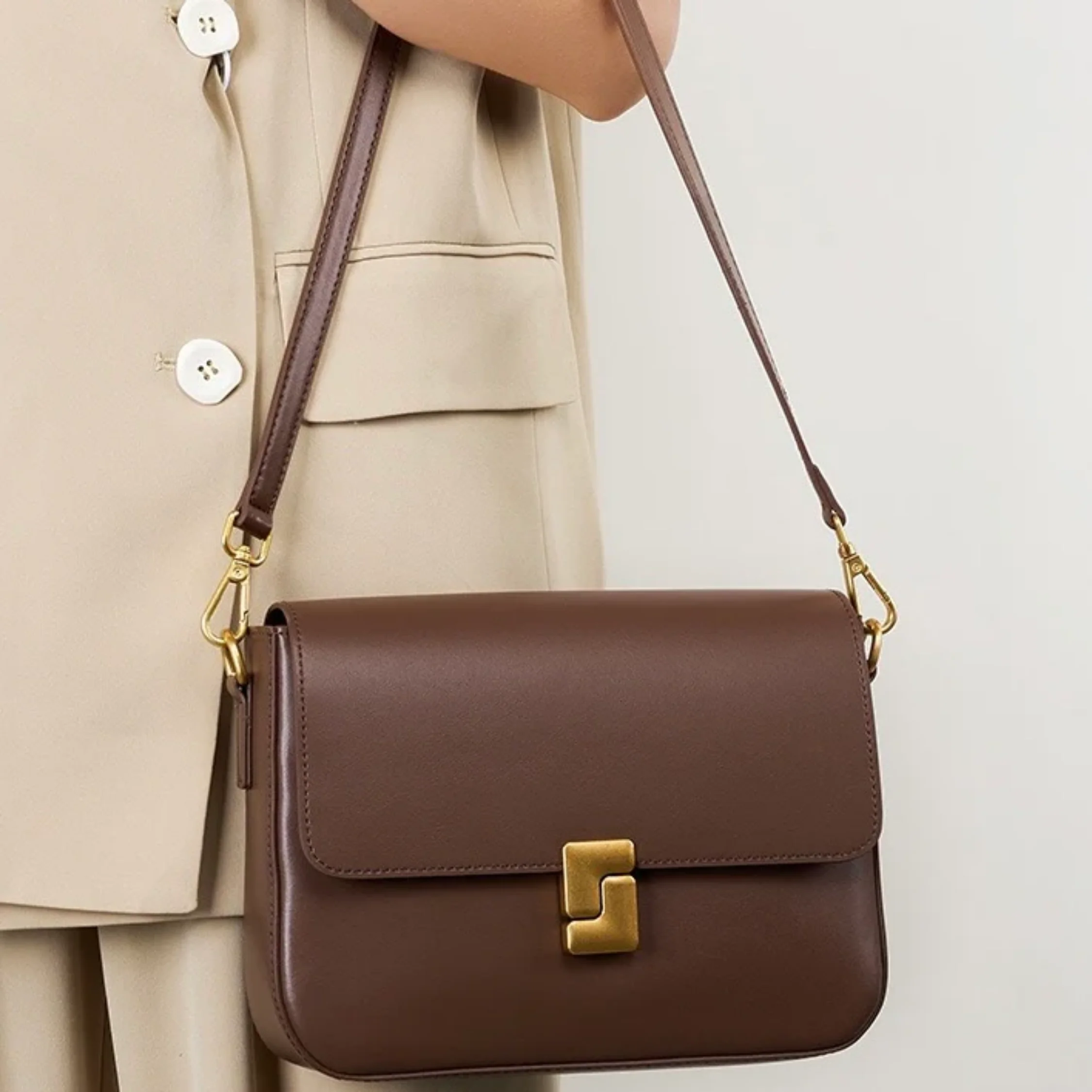 Violethé Genuine Leather Shoulder Box Bag - Image 7